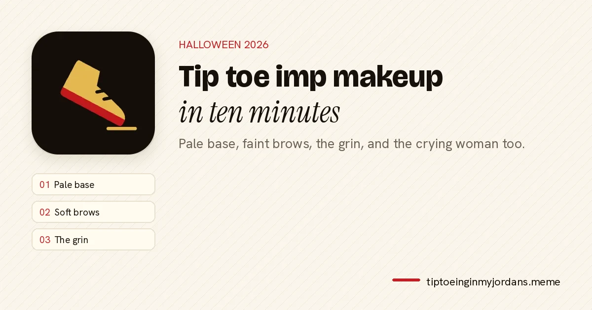 Tip toe imp makeup steps: pale base, soft brows and the grin
