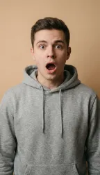 Owner-generated tip toe meme video, Input photos: Grandma + surprised grandson