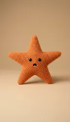 Owner-generated tip toe meme video, Input photos: Yellow sponge + crocheted starfish