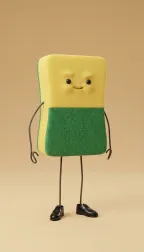 Owner-generated tip toe meme video, Input photos: Yellow sponge + crocheted starfish